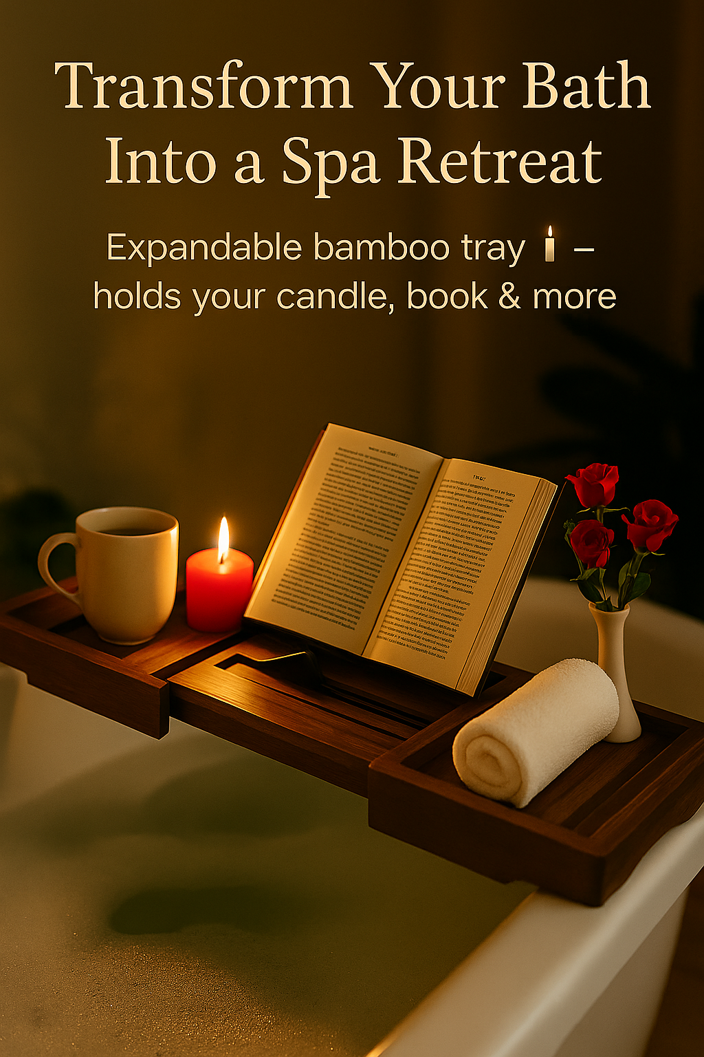 Expandable Bamboo Bath Tray – Luxury Spa Caddy for Relaxation