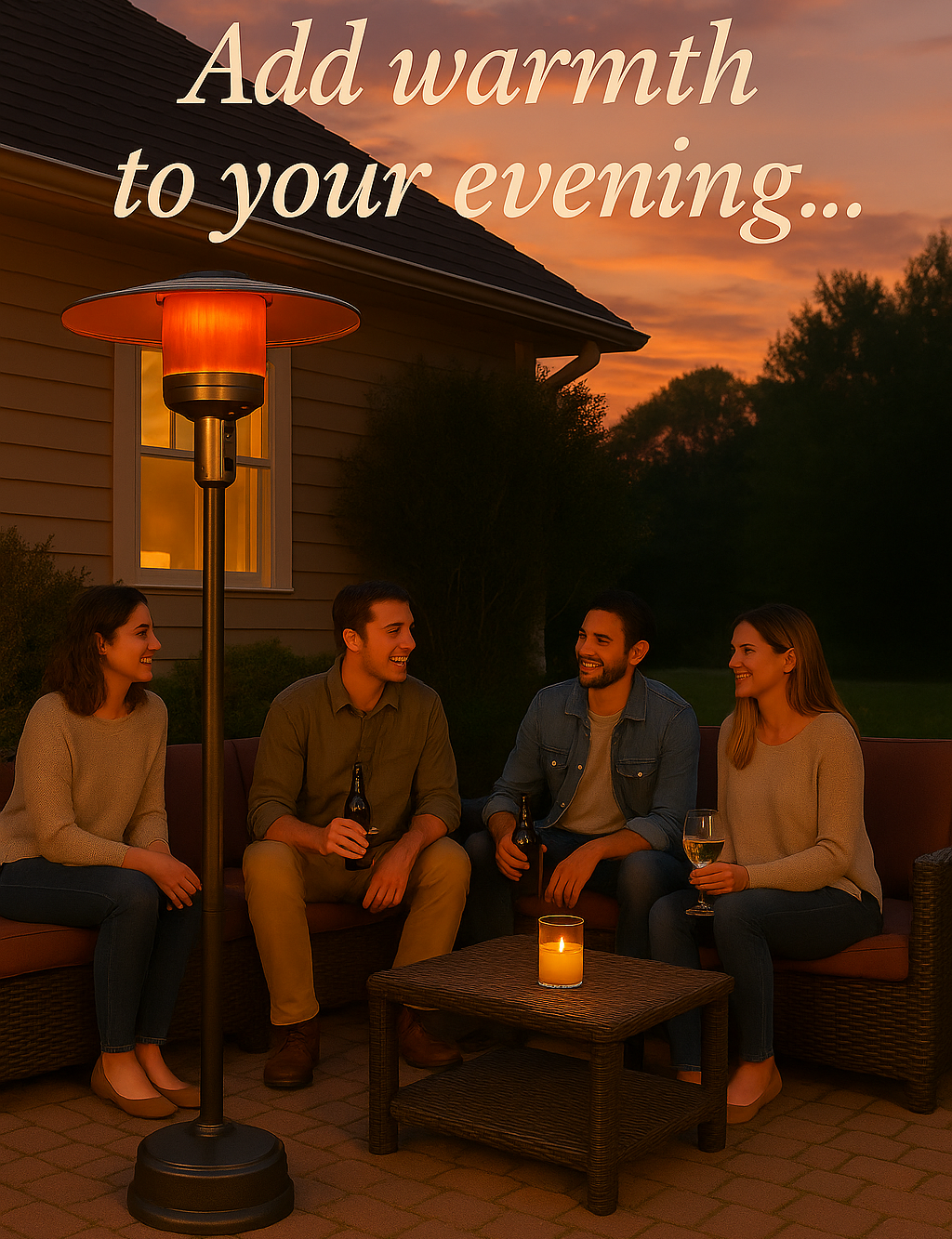 EAST OAK 50,000 BTU Propane Patio Heater – Stainless Steel Outdoor Heater with Table Design & Wheels