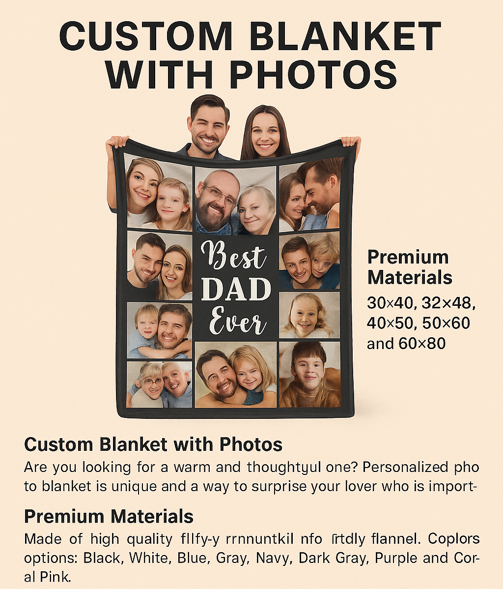 Custom Blanket with Photos – Personalized Couples & Family Gift