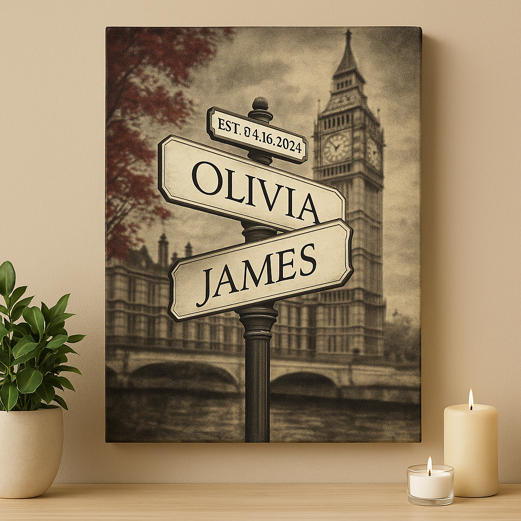 Artwork Lovers Personalized Canvas Print – Custom Names & Date, Perfect Anniversary Gift