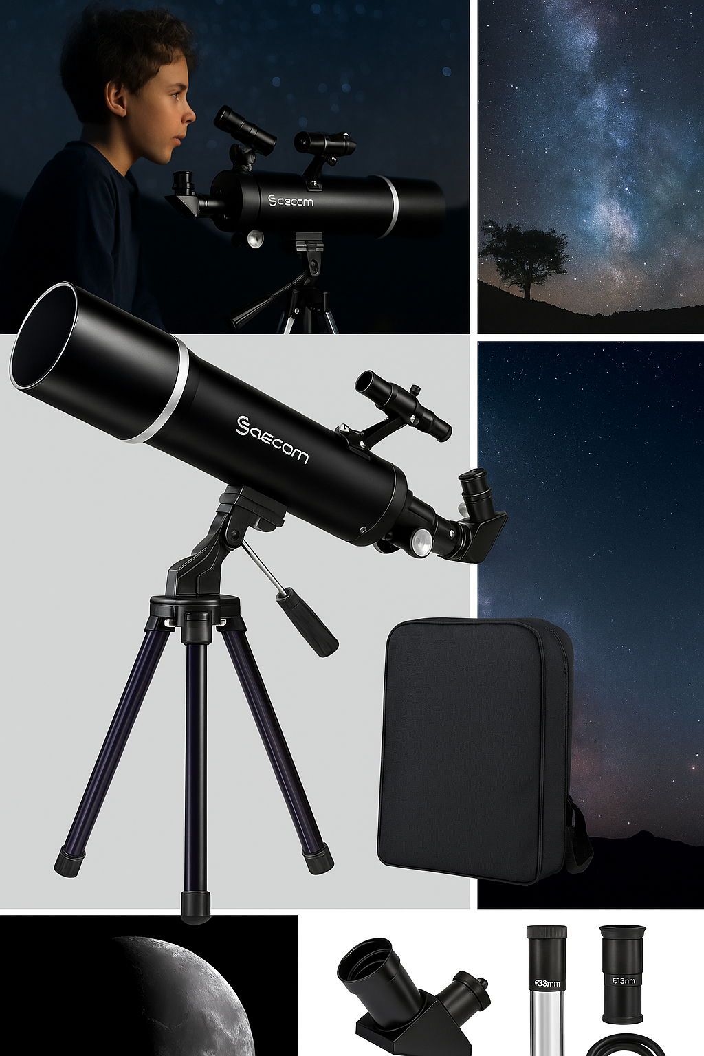 Telescope for Astronomy Lovers – 80mm Aperture 600mm Refractor Telescope with Backpack.